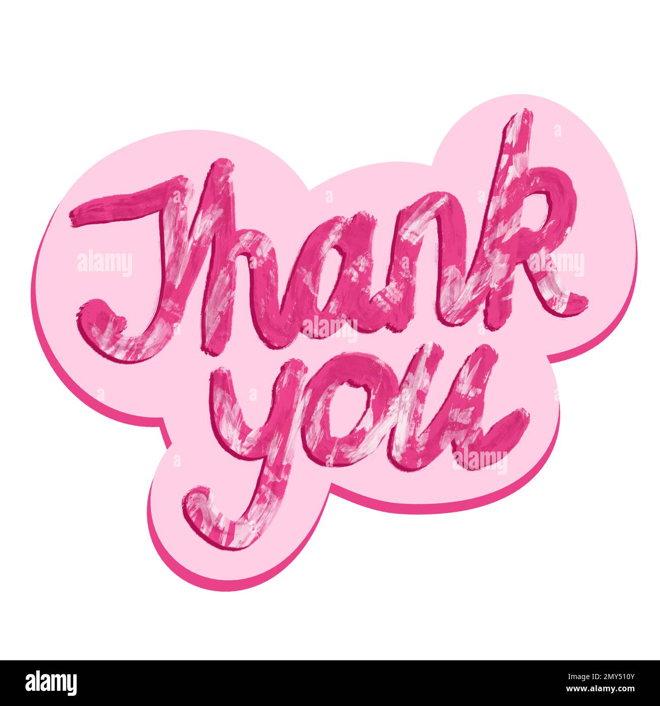 Hand drawn illustration of thank you words lettering phrase in contemporary  bright style. Cute funny message sticker with gratitude calligraphy thanks,  modern decorative style element. For letters messages posters Stock Photo -