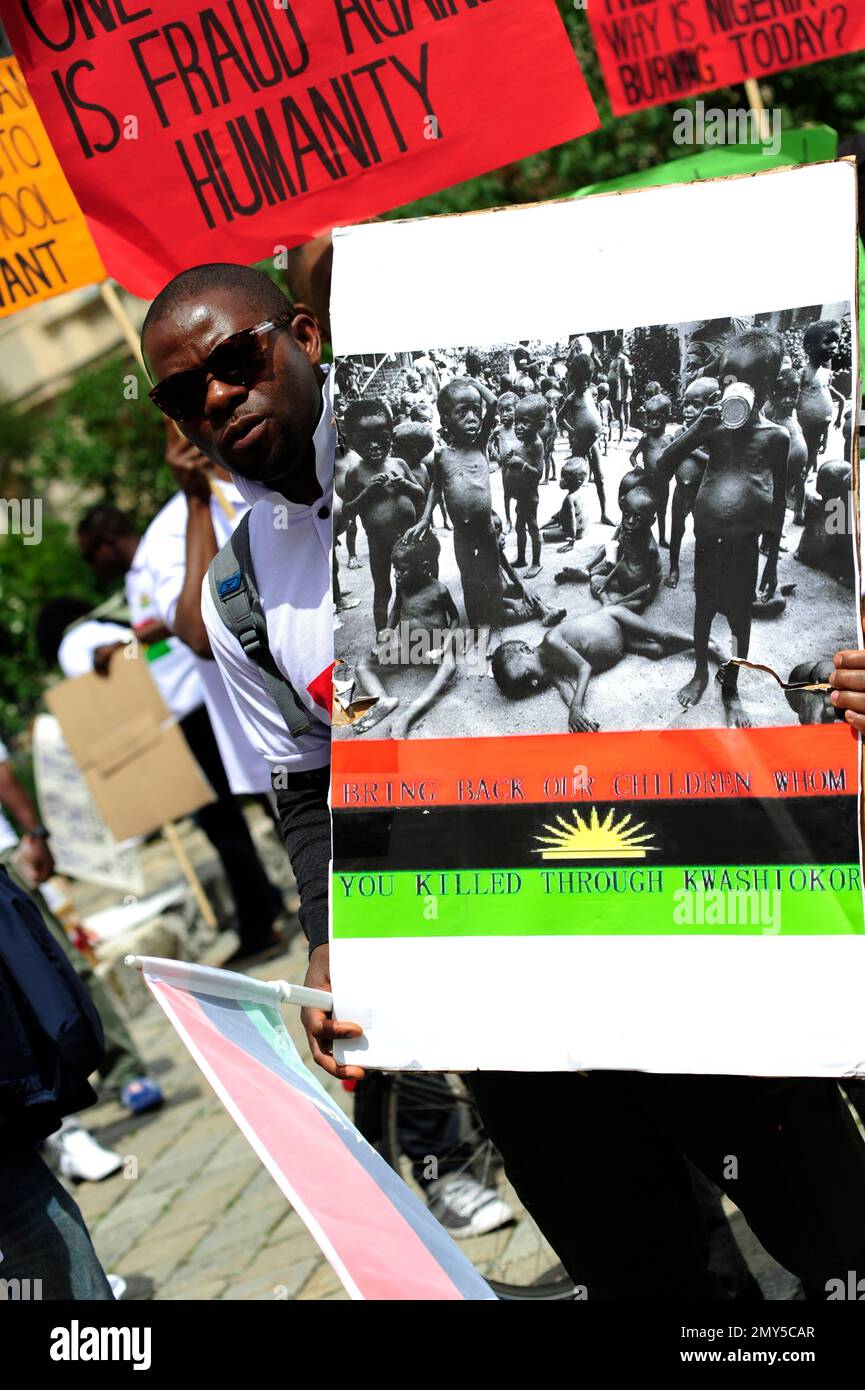 Vienna, Austria. 30 May 2015. Supporters of the Indigenous People of Biafra (IPOB) demonstrate in front of the Foreign Ministry in Vienna Stock Photo