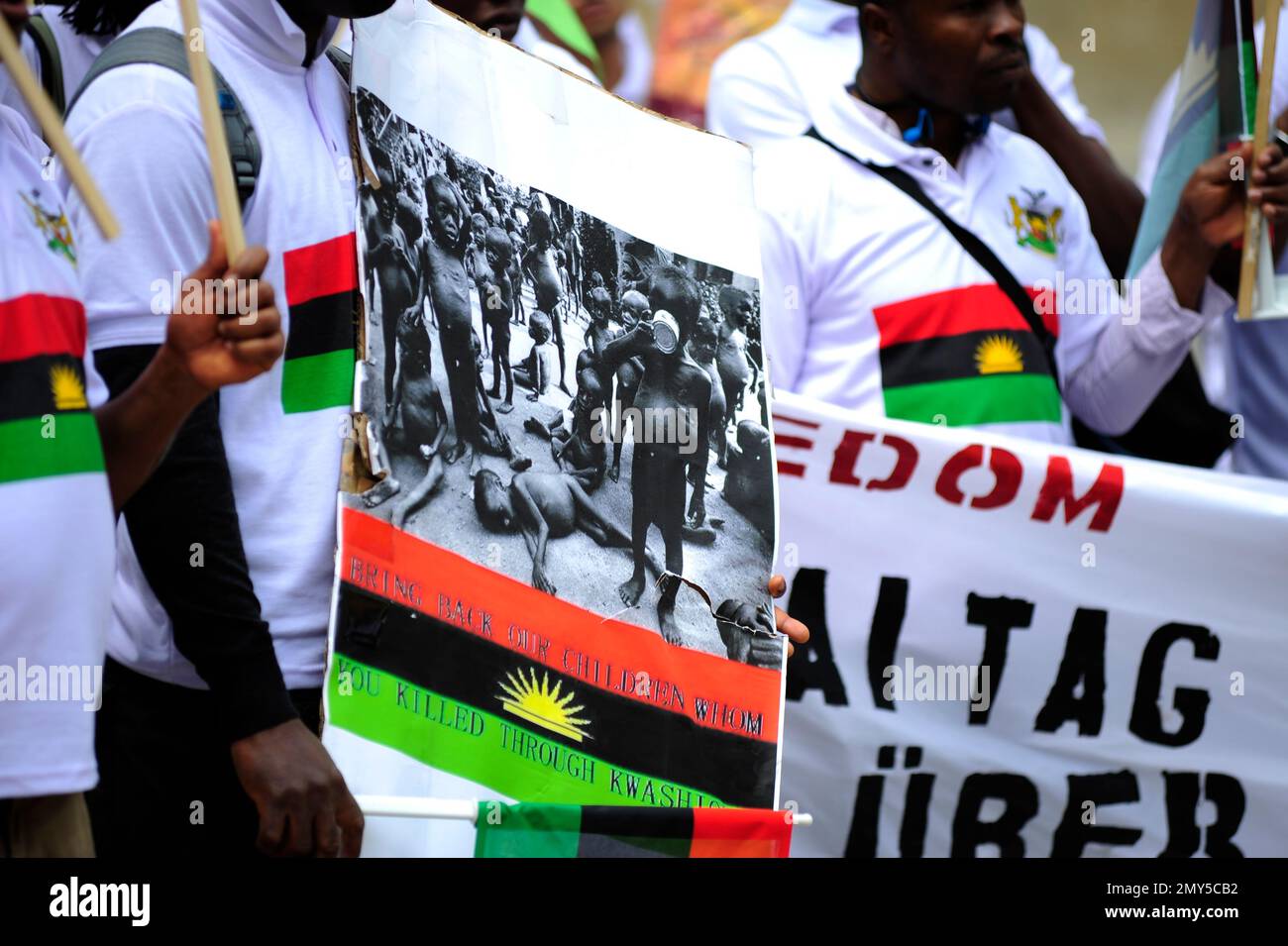 Vienna, Austria. 30 May 2015. Supporters of the Indigenous People of Biafra (IPOB) demonstrate in front of the Foreign Ministry in Vienna Stock Photo