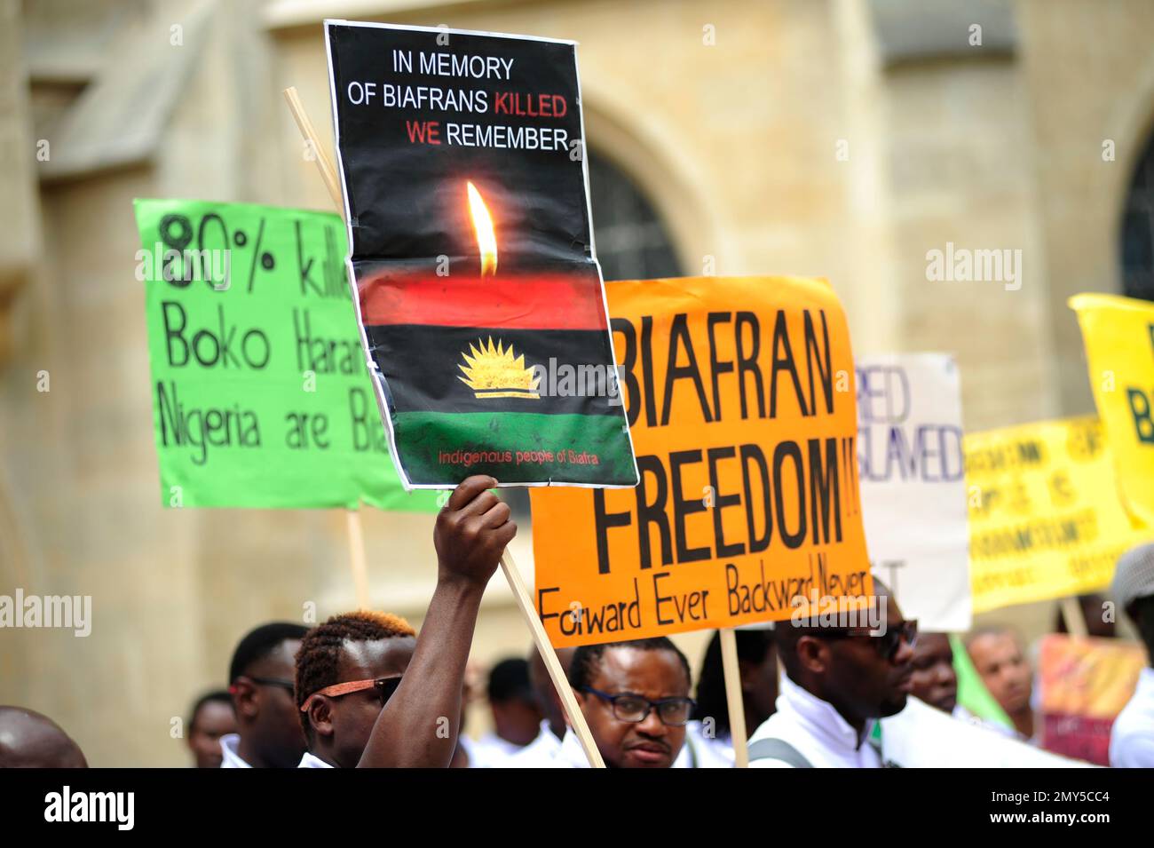 Vienna, Austria. 30 May 2015. Supporters of the Indigenous People of Biafra (IPOB) demonstrate in front of the Foreign Ministry in Vienna Stock Photo