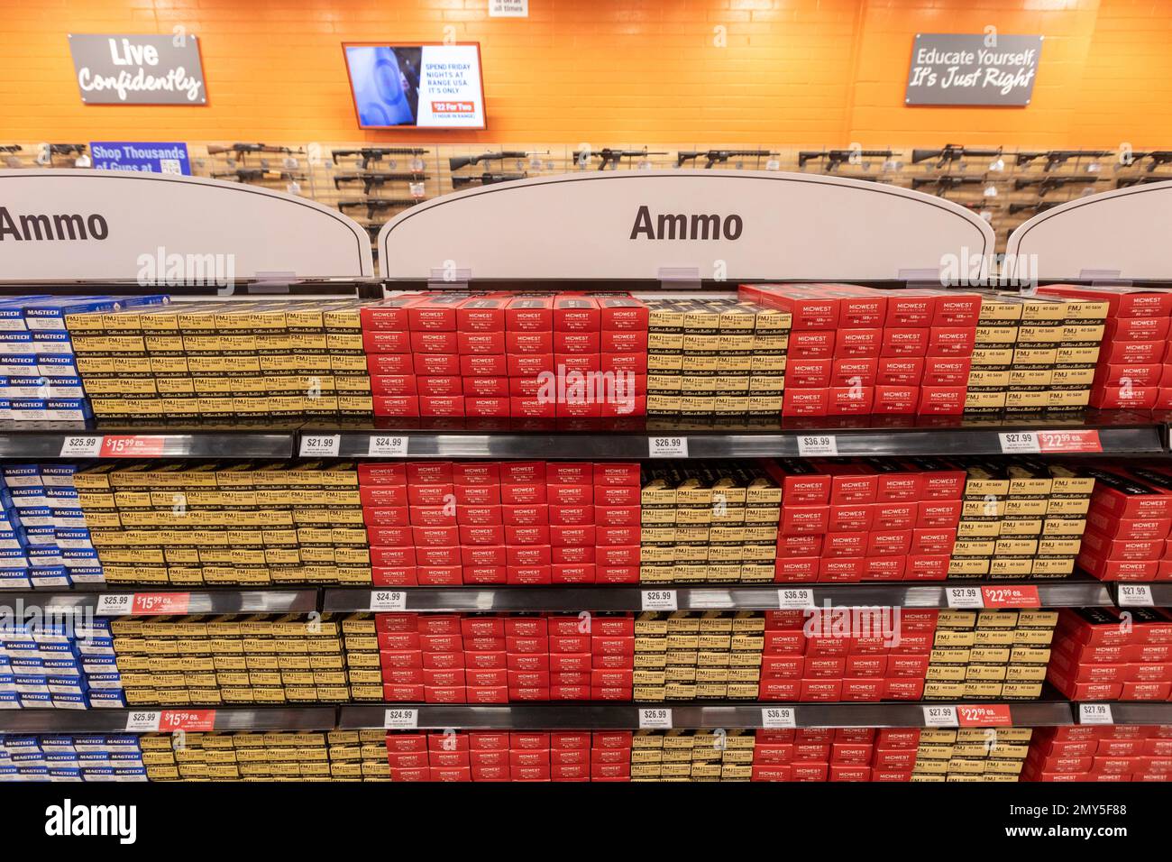 Southgate, Michigan - Ammunition on sale at Range USA, a national chain