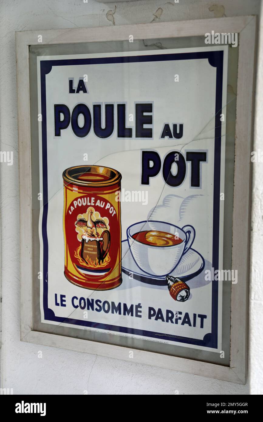 Advertisment for La Poule au Pot in Tunis Stock Photo