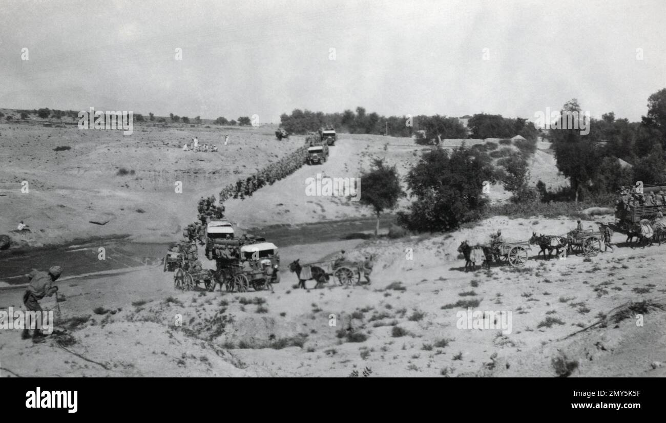 British Indian army column in the North West Frontier region of British India c. early 1930s. Stock Photo
