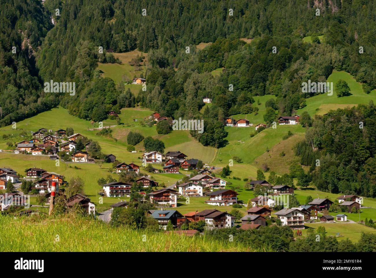 Typical houses on an alpine village, Austria Stock Photo