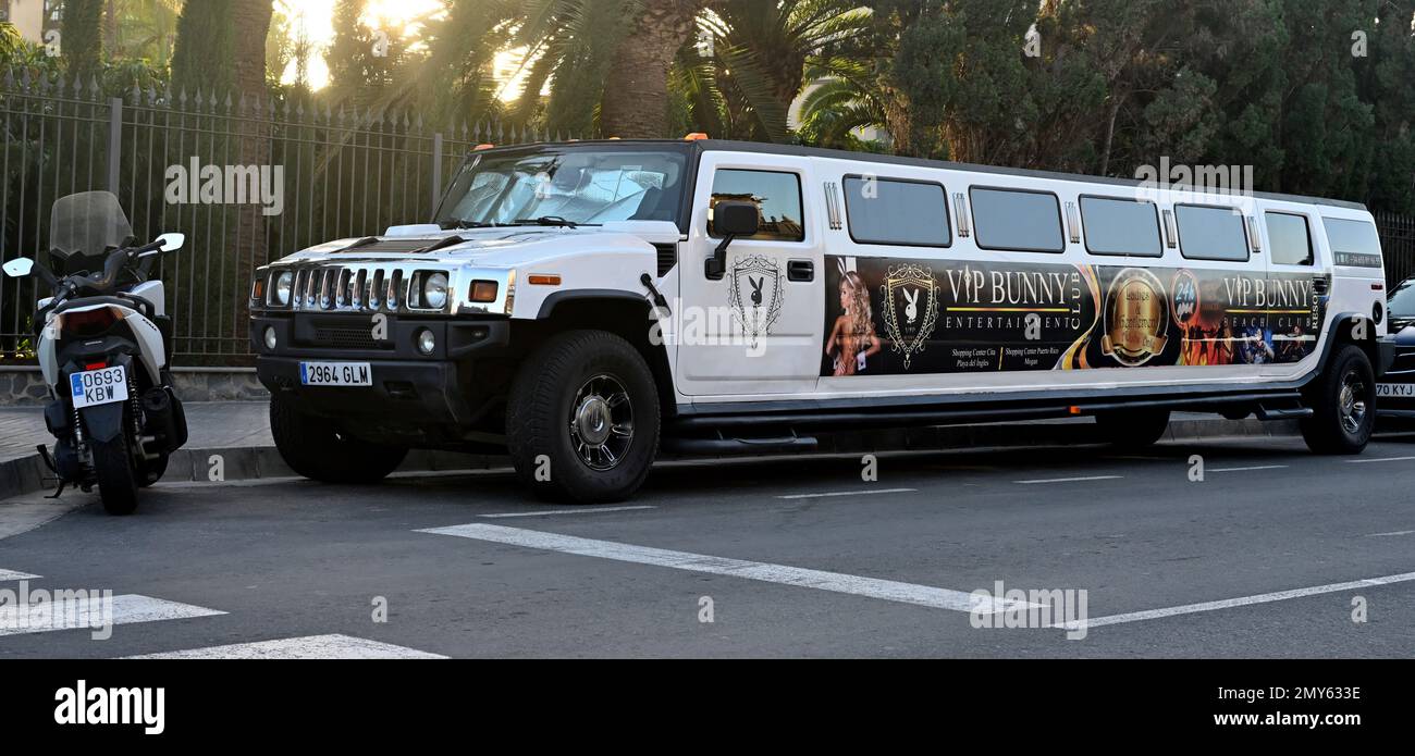 Stretch limo for Vip Bunny Club in Maspalomas, Gran Canari Stock Photo