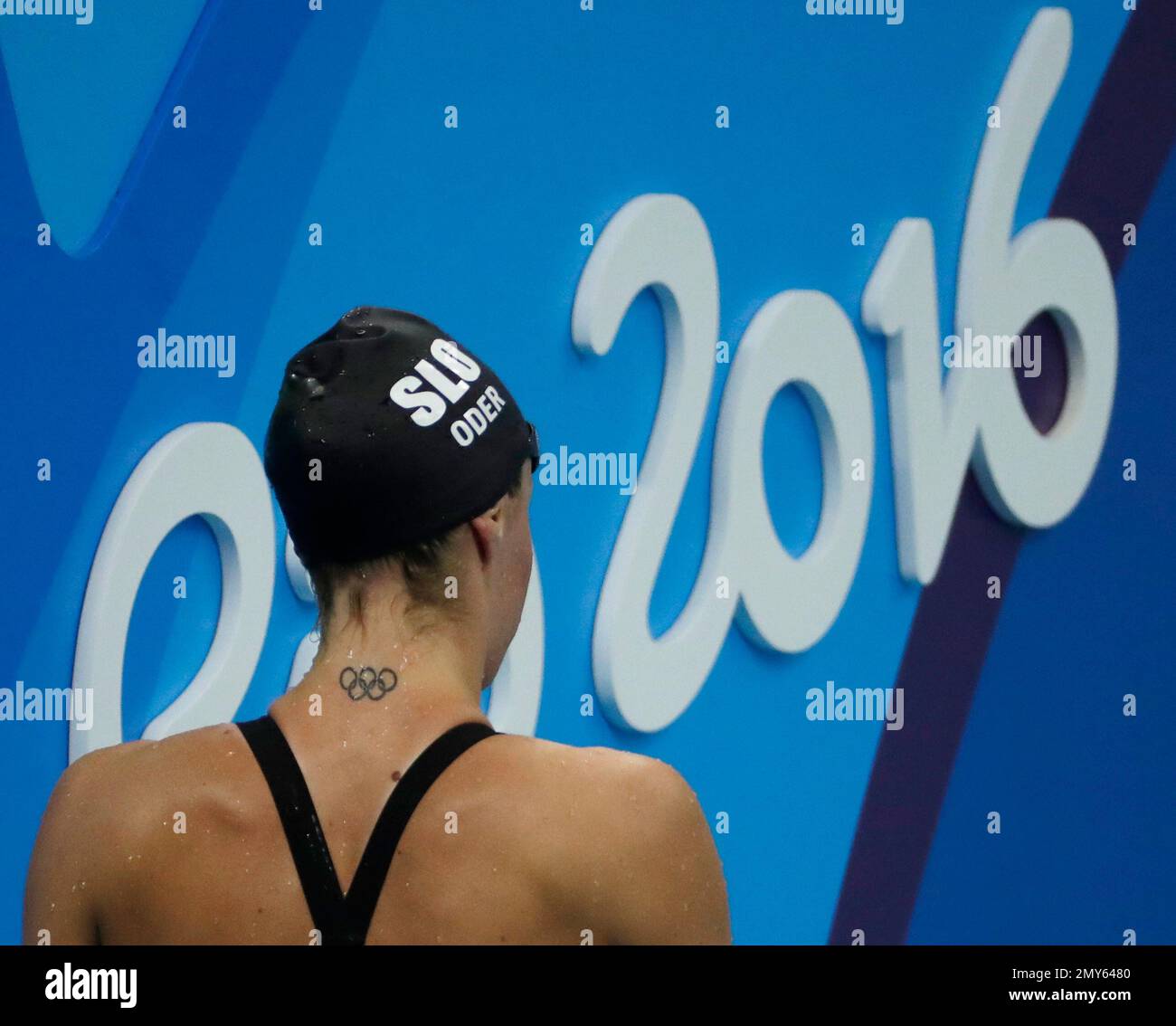 Slovenia's Tjasa Oder leaves the hall after competing in a women's 800