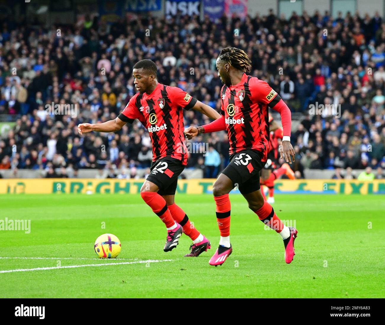 Brighton, UK. 04th Feb, 2023. Hamed Traore of Bournemouth FC and Jordan