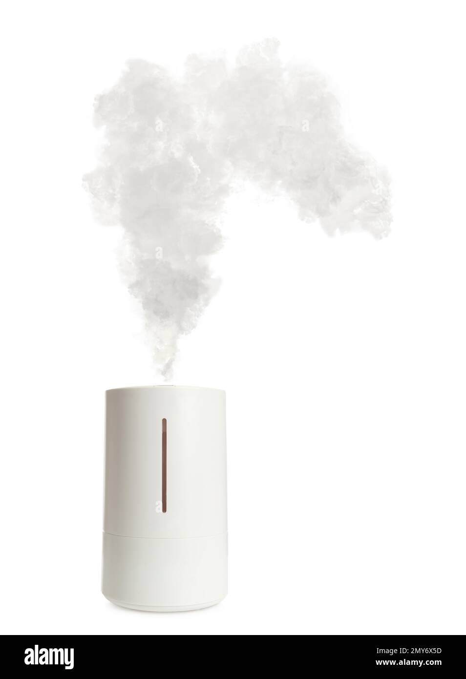 New modern air humidifier with steam isolated on white Stock Photo Alamy