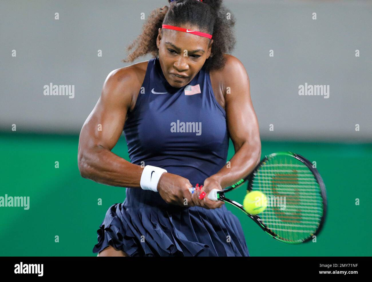 Serena Williams of the United States returns to France's Alize