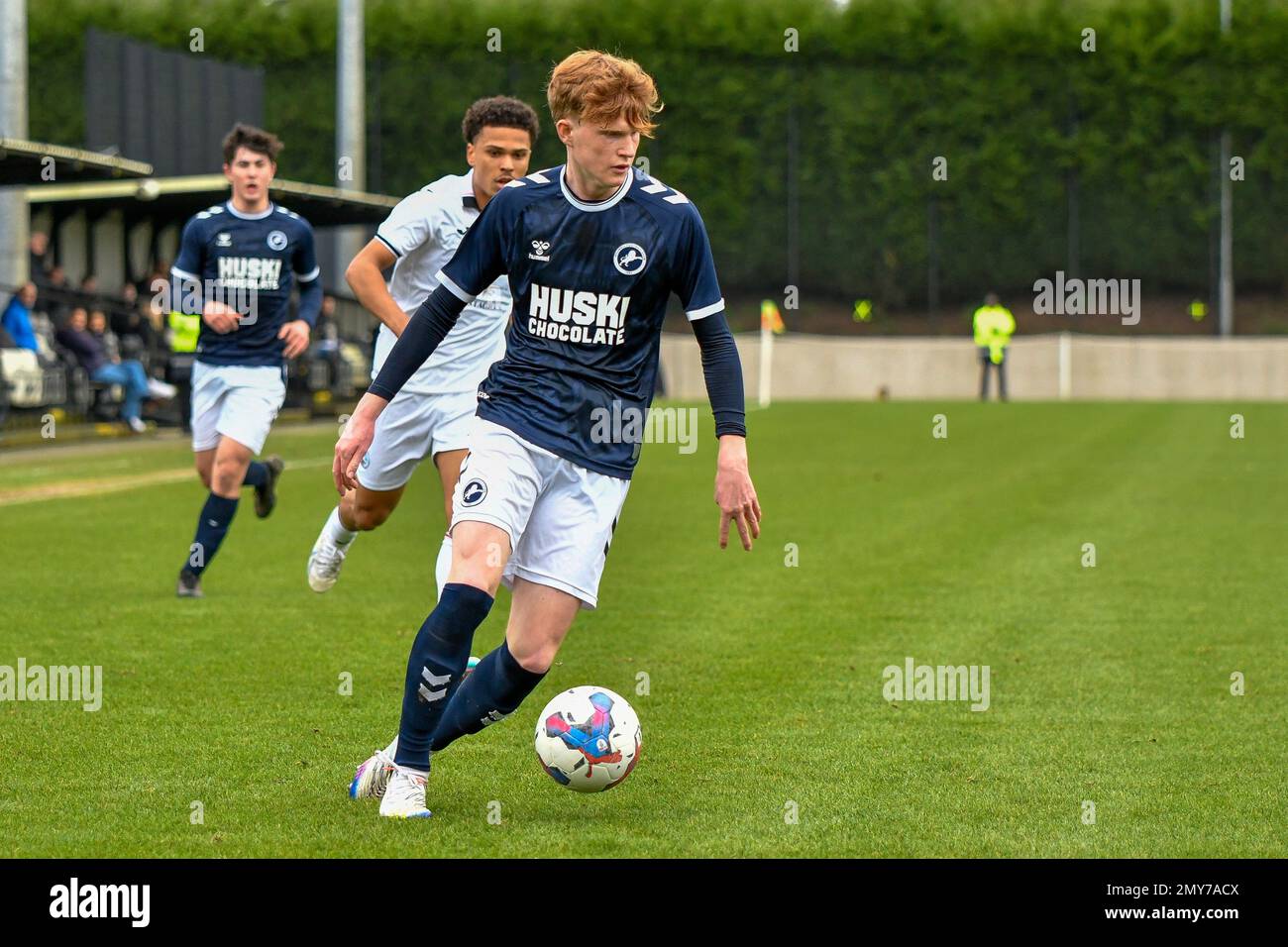 Swansea, Wales. 4 February 2023. Alfie Massey of Millwall in action during  the Professional Development League game between Swansea City Under 18 and  Millwall Under 18 at the Swansea City Academy in