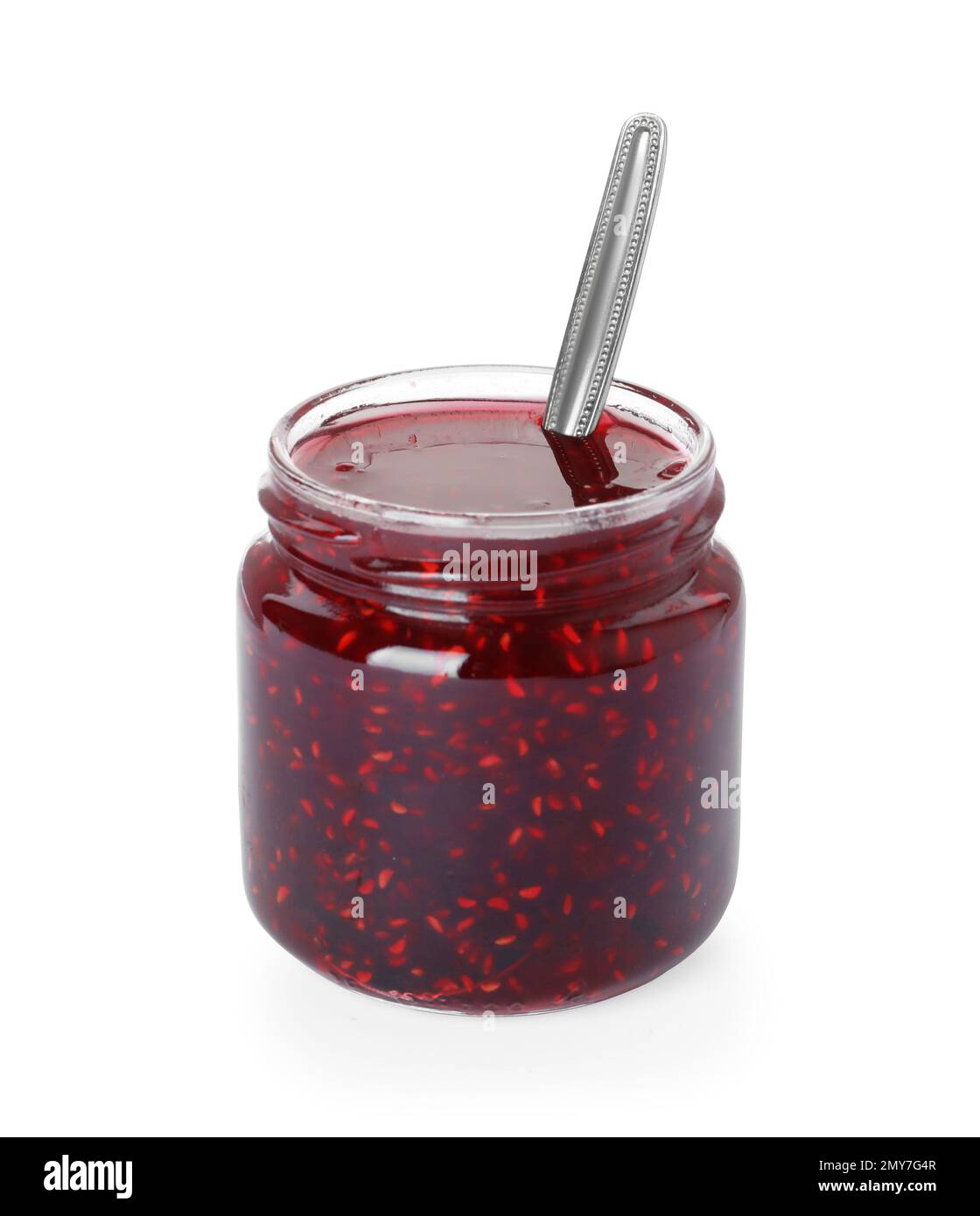 Jar of raspberry jam isolated on white Stock Photo - Alamy