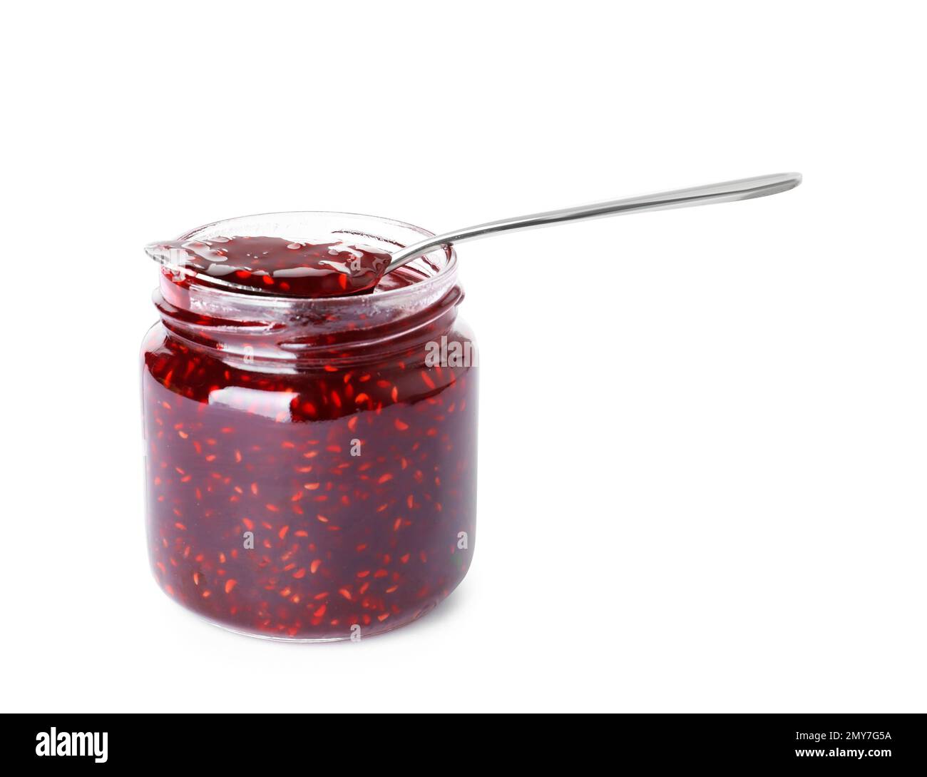 Jar of raspberry jam isolated on white Stock Photo - Alamy