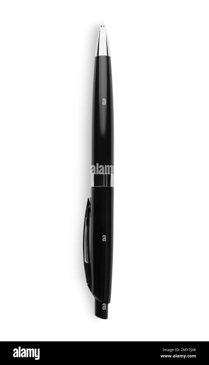 New retractable pen isolated on white. School stationery Stock Photo