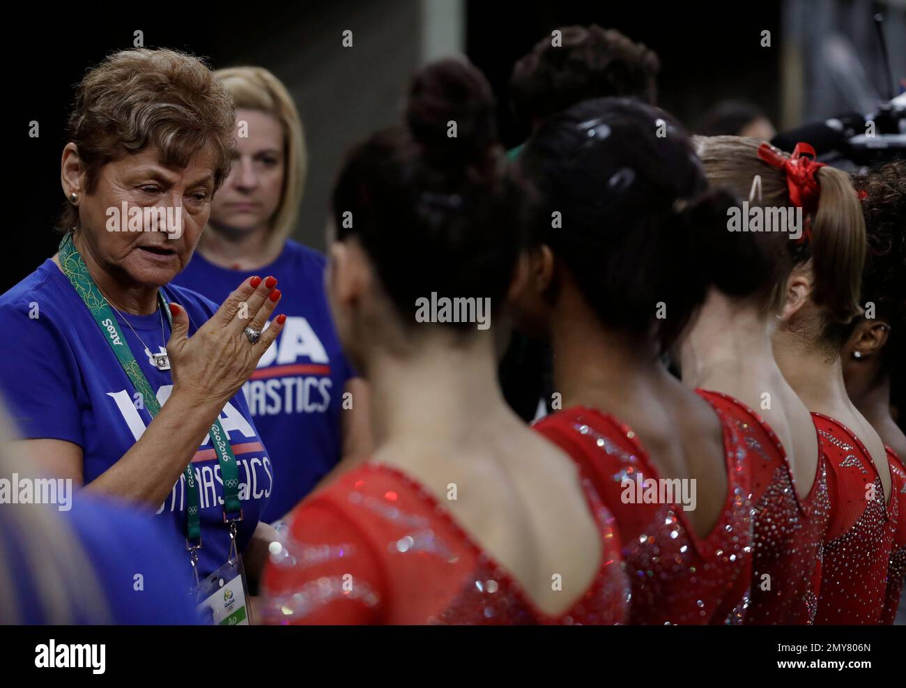 United States women's gymnastics team head coach Martha Karolyi, left(01)