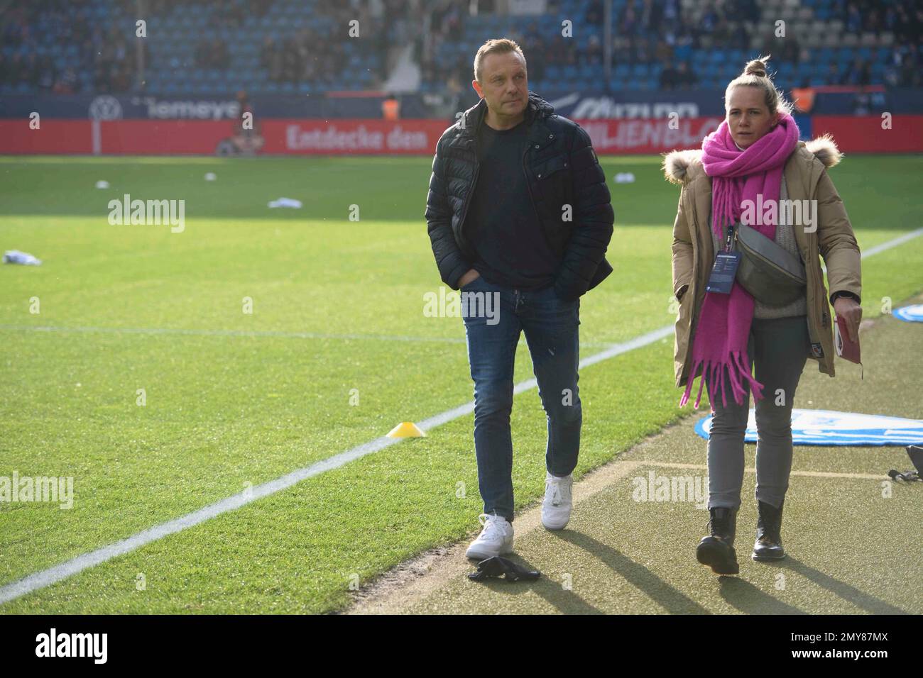 coach Andre BREITENREITER (1899) walks to the SKY interview, television  interview, TV interview, football 1st Bundesliga, 19th matchday, VfL Bochum  (BO) - TSG 1899 Hoffenheim 5: 2, on February 4th, 2023 in