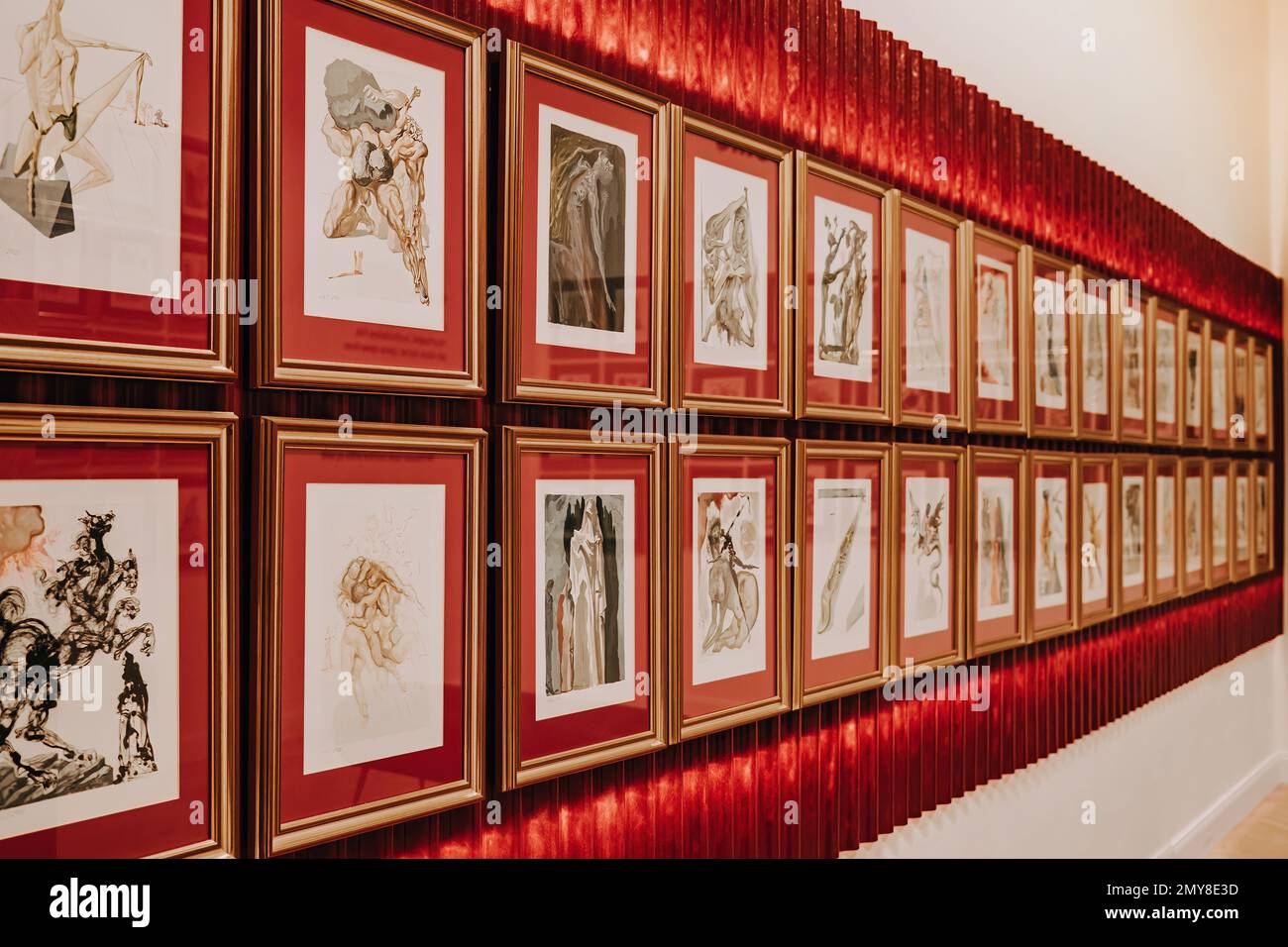 Salvador Dali exhibition in Prague Central Gallery. Famous colorful installation. Legend artist, painting, collection. High quality photo Stock Photo