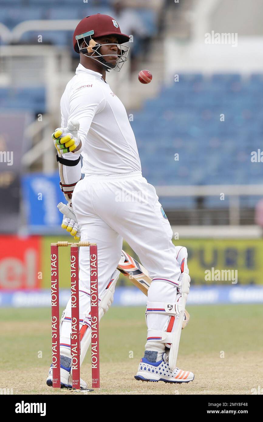 West Indies Marlon Samuels watches a delivery of India s Mohammed