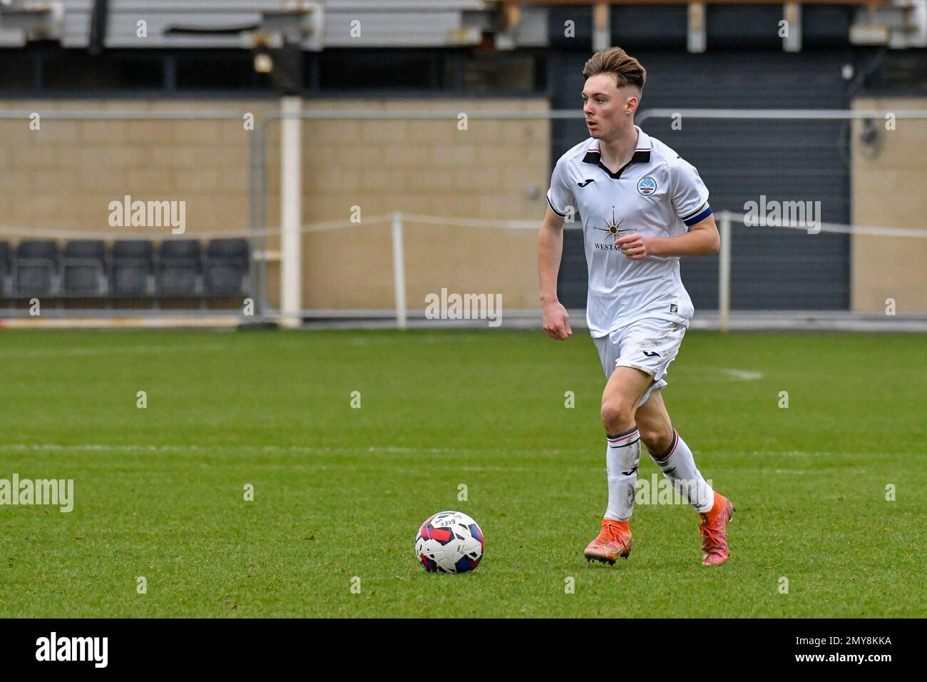 Swansea, Wales. 4 February 2023. Alfie Massey of Millwall in action during  the Professional Development League game between Swansea City Under 18 and  Millwall Under 18 at the Swansea City Academy in