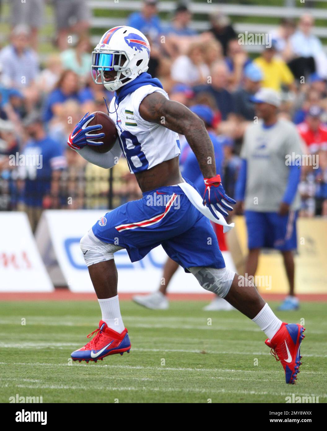 Buffalo Bills running back James Cook (4) celebrates after scoring against  the Indianapolis Colts during the first half of an NFL preseason football  game in Orchard Park, N.Y., Saturday, Aug. 12, 2023. (