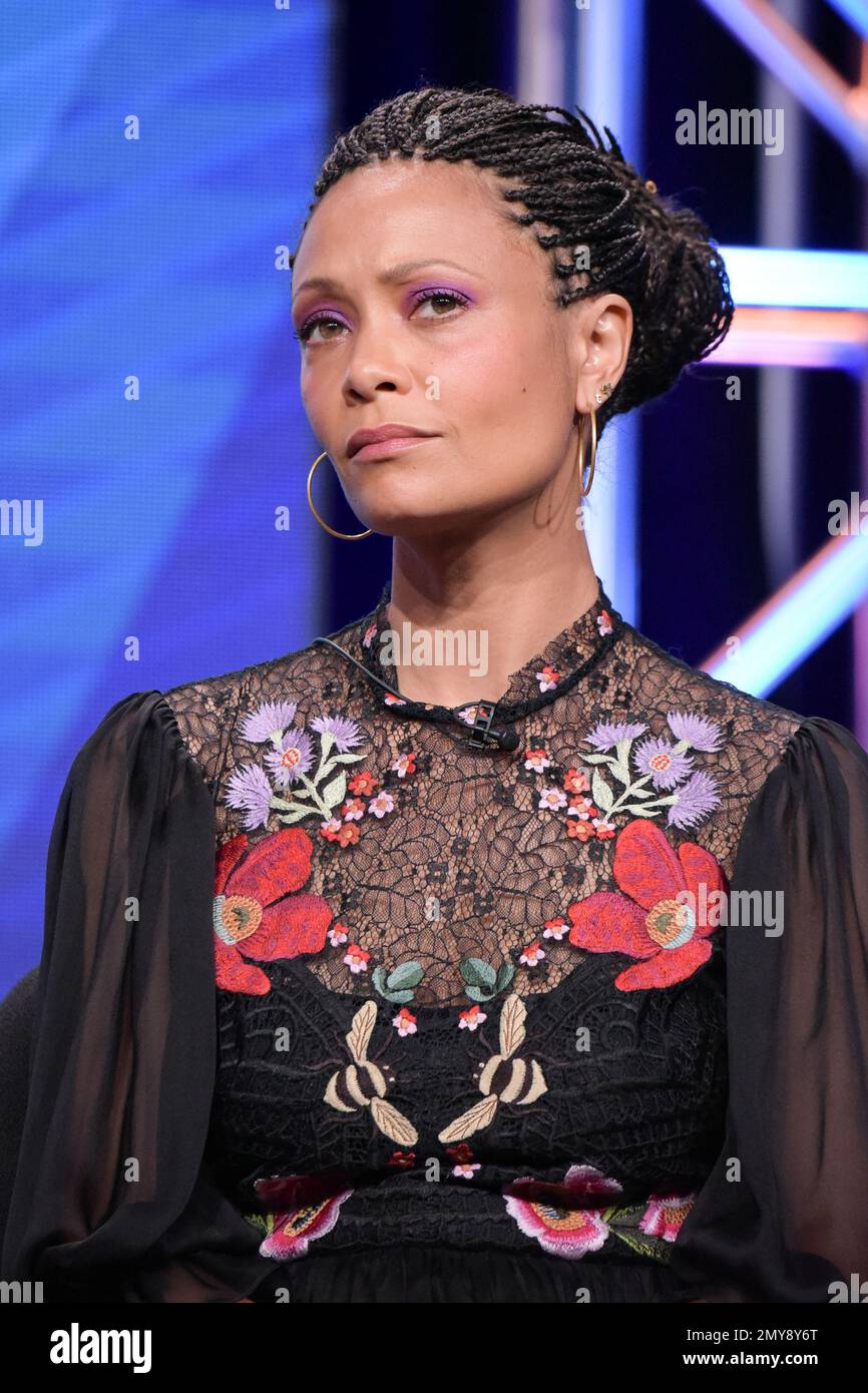 Thandie Newton participates in "Westworld" panel during the HBO Television  Critics Association summer press tour on Saturday, July 30, 2016, in  Beverly Hills, Calif. (Photo by Richard Shotwell/Invision/AP Stock Photo -  Alamy