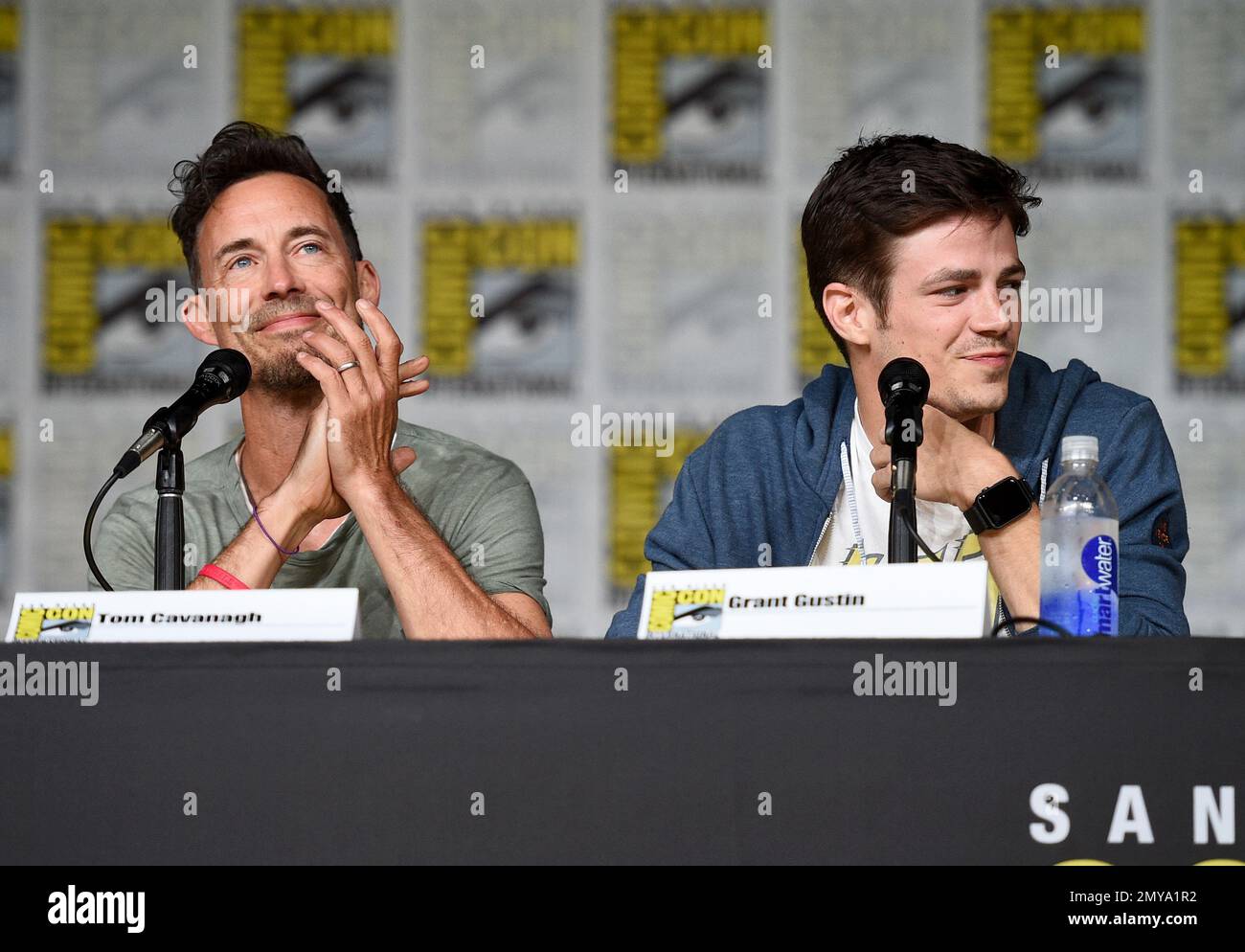 Tom Cavanagh, left, and Grant Gustin attend