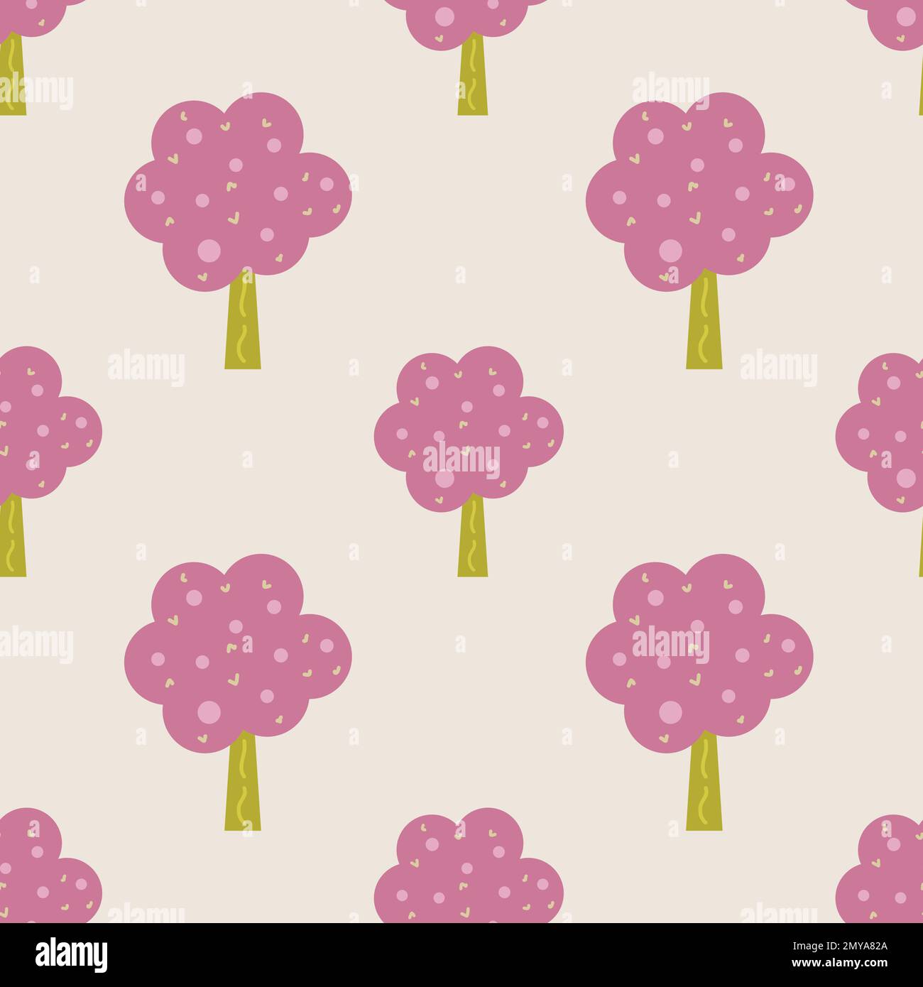 Tree seamless pattern repeat nature background illustration for wall art, hardcover, fabric, textile, wallpaper and web and print. Stock Vector