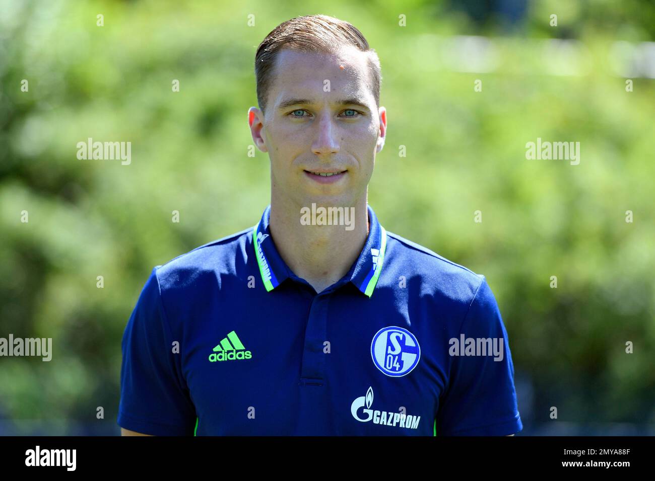 Schalkes Tobias Hellwig of FC Schalke 04 poses for the official team photo  for the new season at the Veltins-Arena in Gelsenkirchen, Germany,  Wednesday, July 20, 2016. (AP PhotoMartin Meissner Stock Photo -