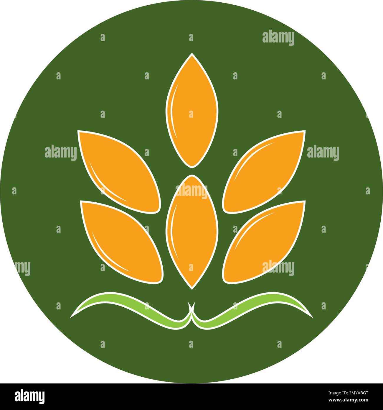 Agriculture icon with a field of golden ripe ears of wheat logo ...