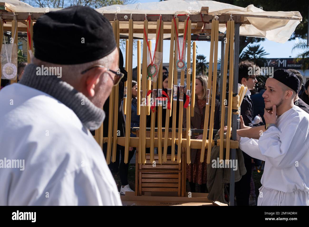 The traditional candles of Saint Agatha's festival seen selling on the