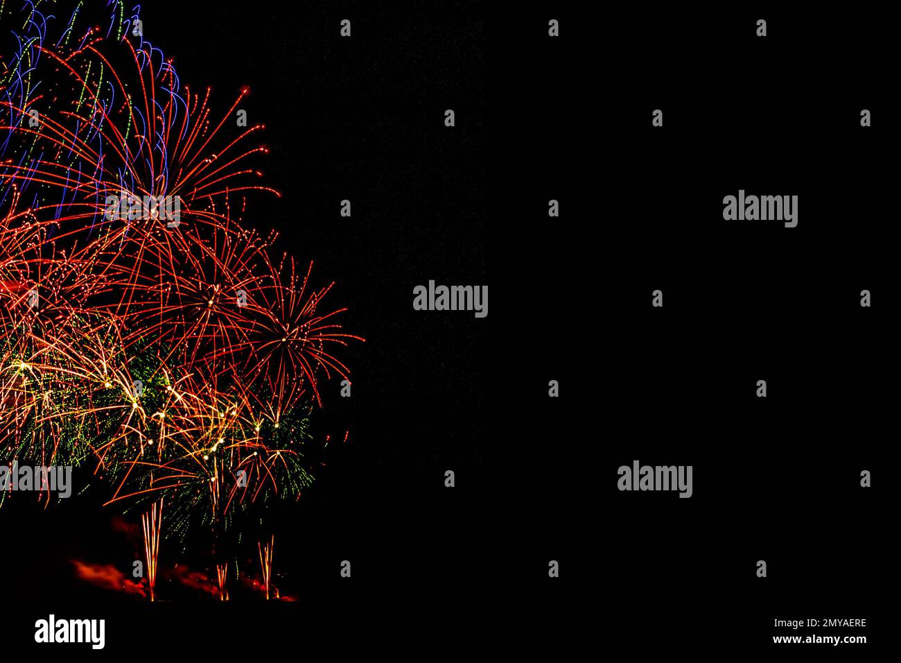 Fireworks banner. Copy space. New Year and Celebration banner. Sparks ...
