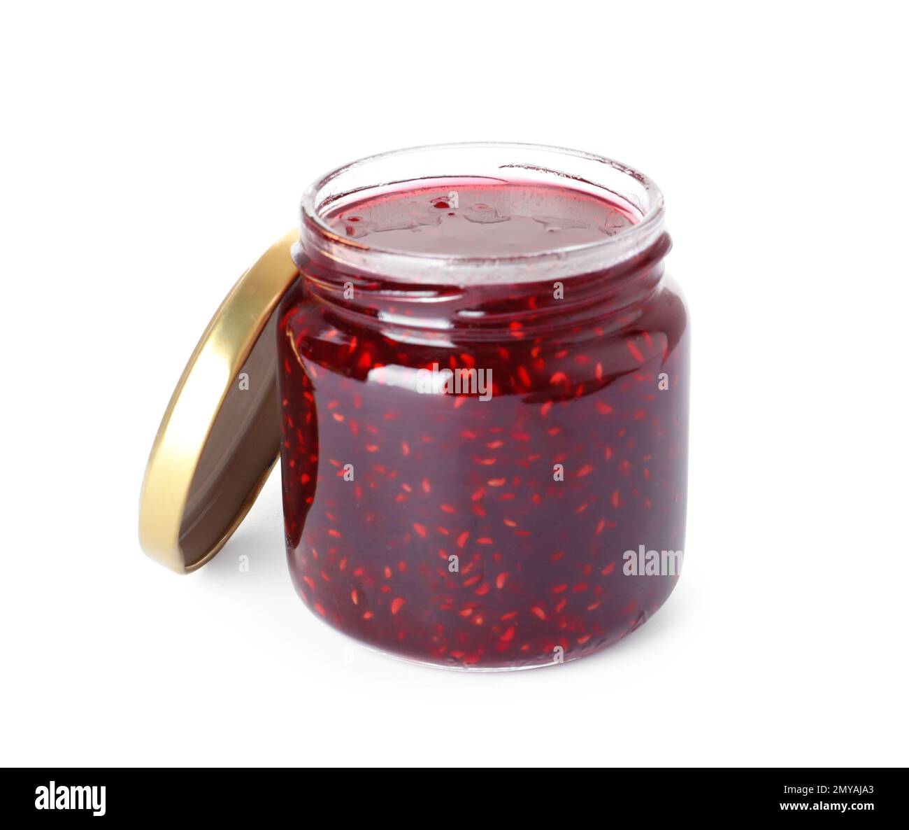 Jar of raspberry jam isolated on white Stock Photo - Alamy