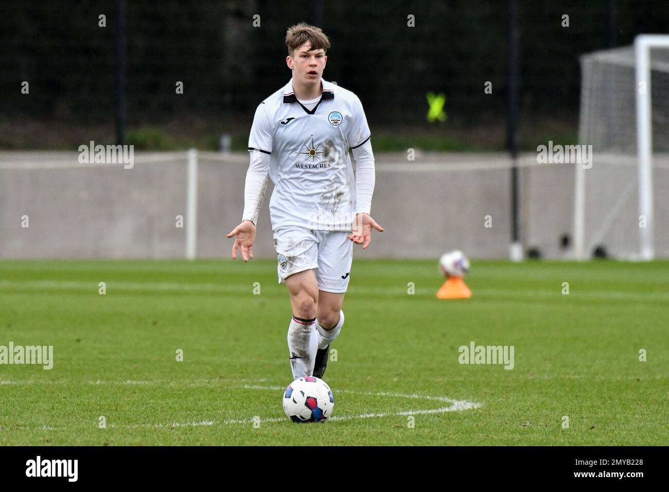 Swansea, Wales. 4 February 2023. Alfie Massey of Millwall in action during  the Professional Development League game between Swansea City Under 18 and  Millwall Under 18 at the Swansea City Academy in