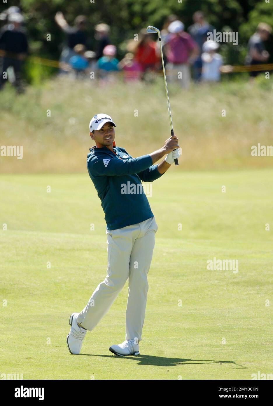 Jason Day of Australia plays a shot to the 11th green during the first  round of the British Open Golf Championship at the Royal Troon Golf Club in  Troon, Scotland, Thursday, July