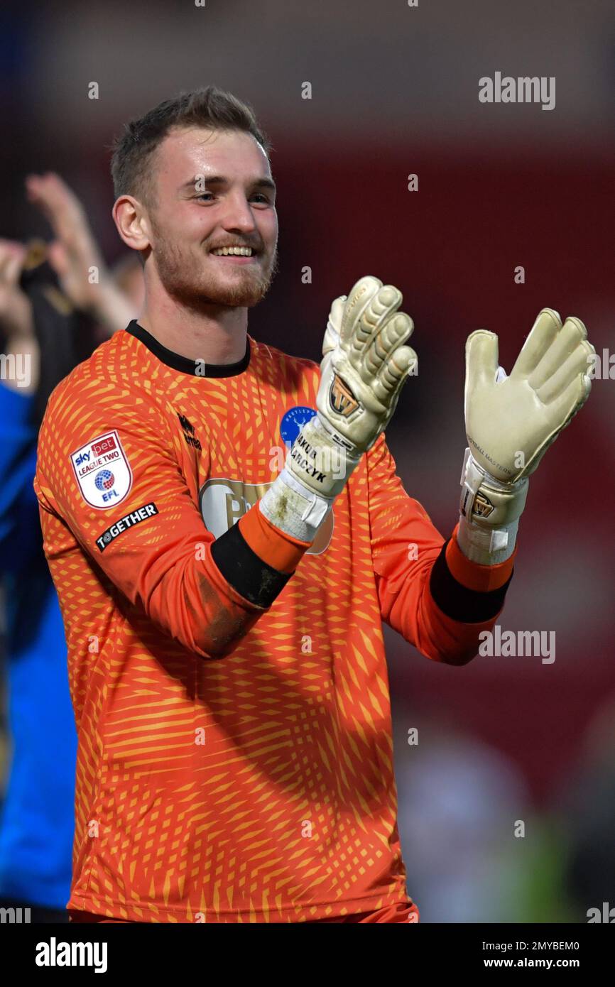 Doncaster, UK. 04th Feb, 2023. Hartlepool United's Jakub Stolarczyk