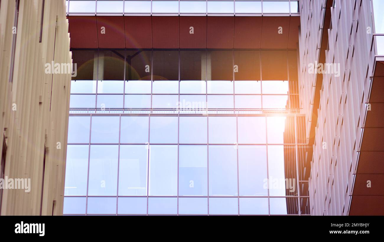 Abstract fragment of contemporary architecture, walls made of glass and