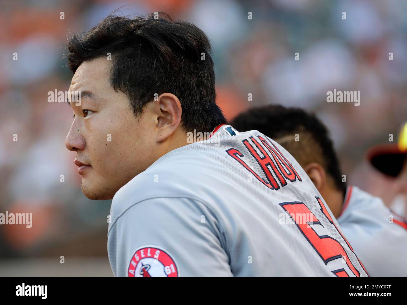 Choi Ji-man shows up wearing his new Angels uniform in S. Korea