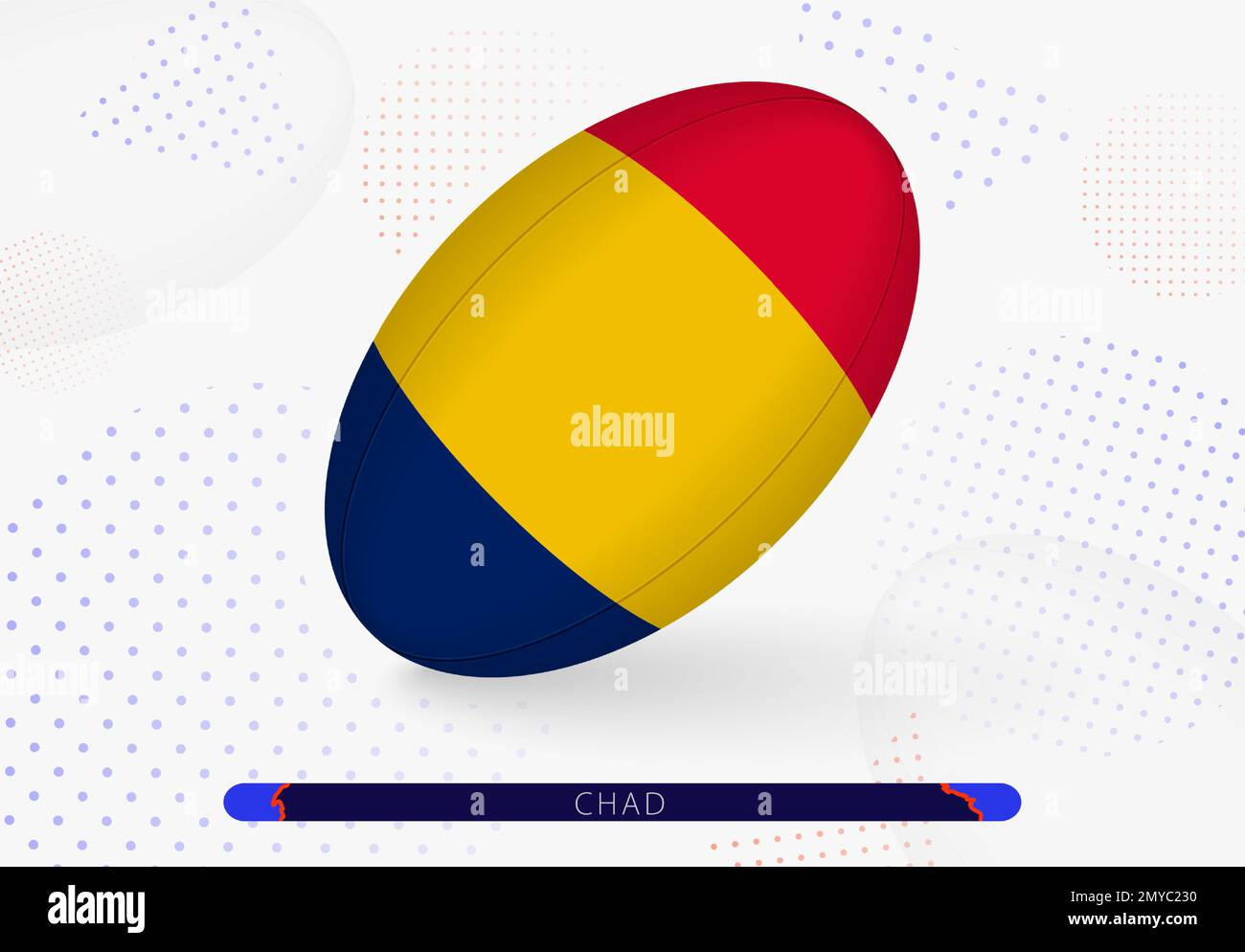 Rugby ball with the flag of Chad on it. Equipment for rugby team of ...