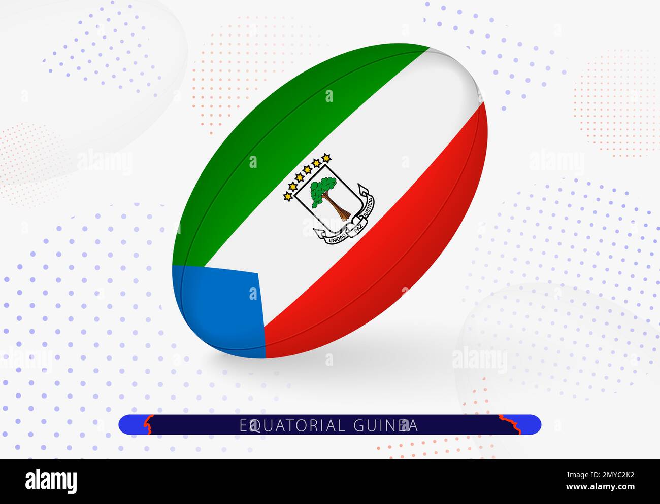 Rugby ball with the flag of Equatorial Guinea on it. Equipment for rugby team of Equatorial Guinea. Vector sport illustration. Stock Vector