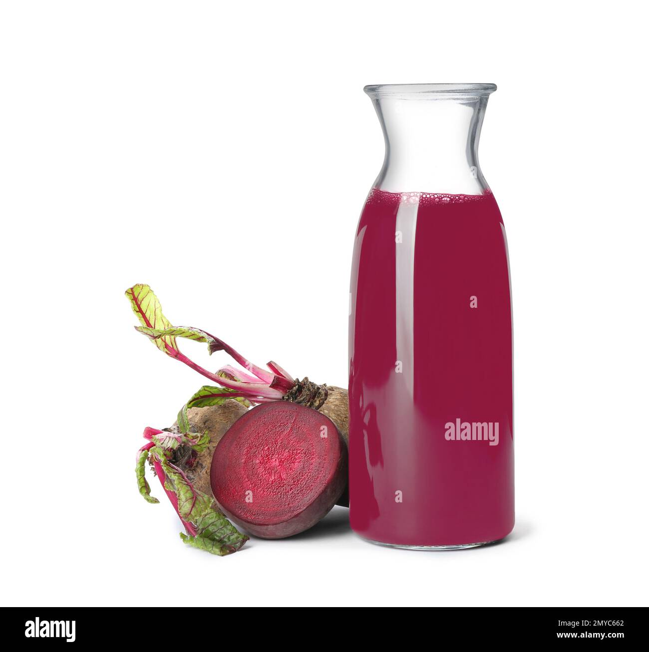 Freshly made beet juice isolated on white Stock Photo