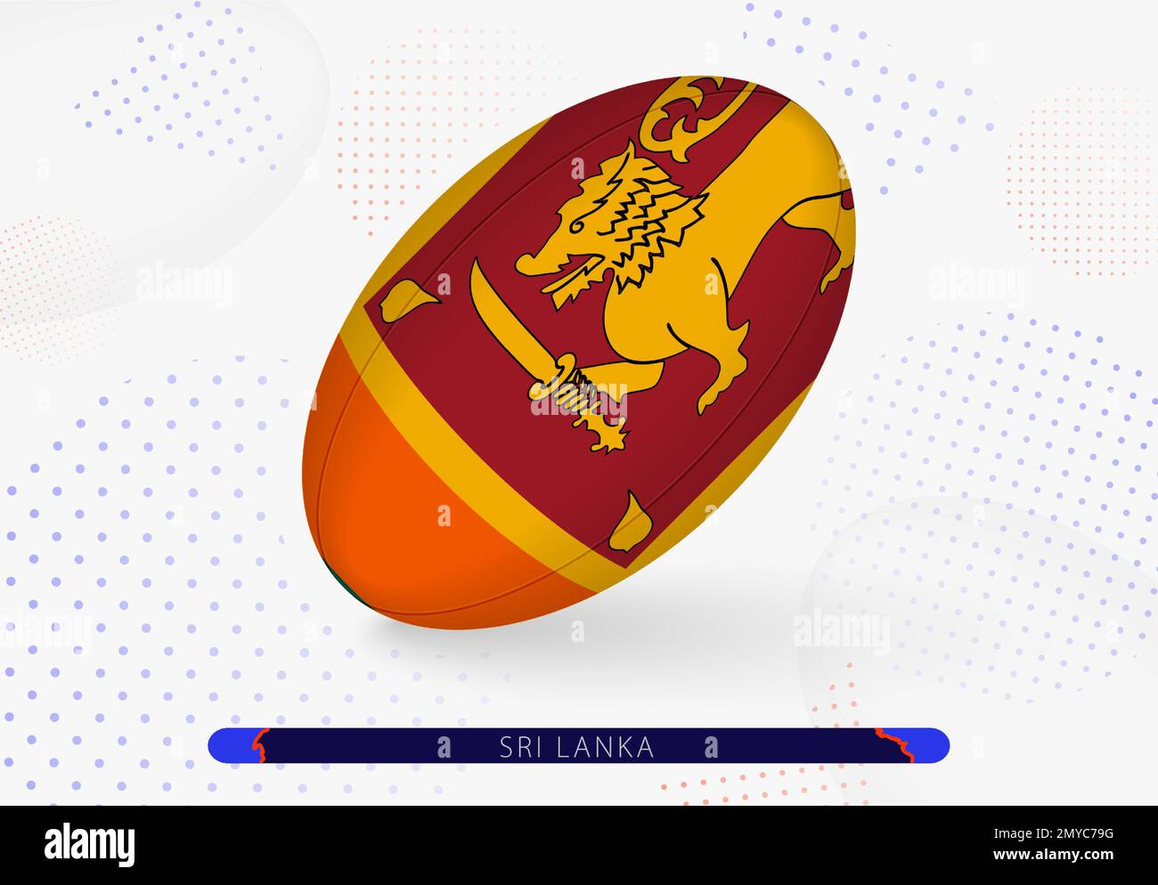 Rugby ball with the flag of Sri Lanka on it. Equipment for rugby team of Sri Lanka. Vector sport illustration. Stock Vector