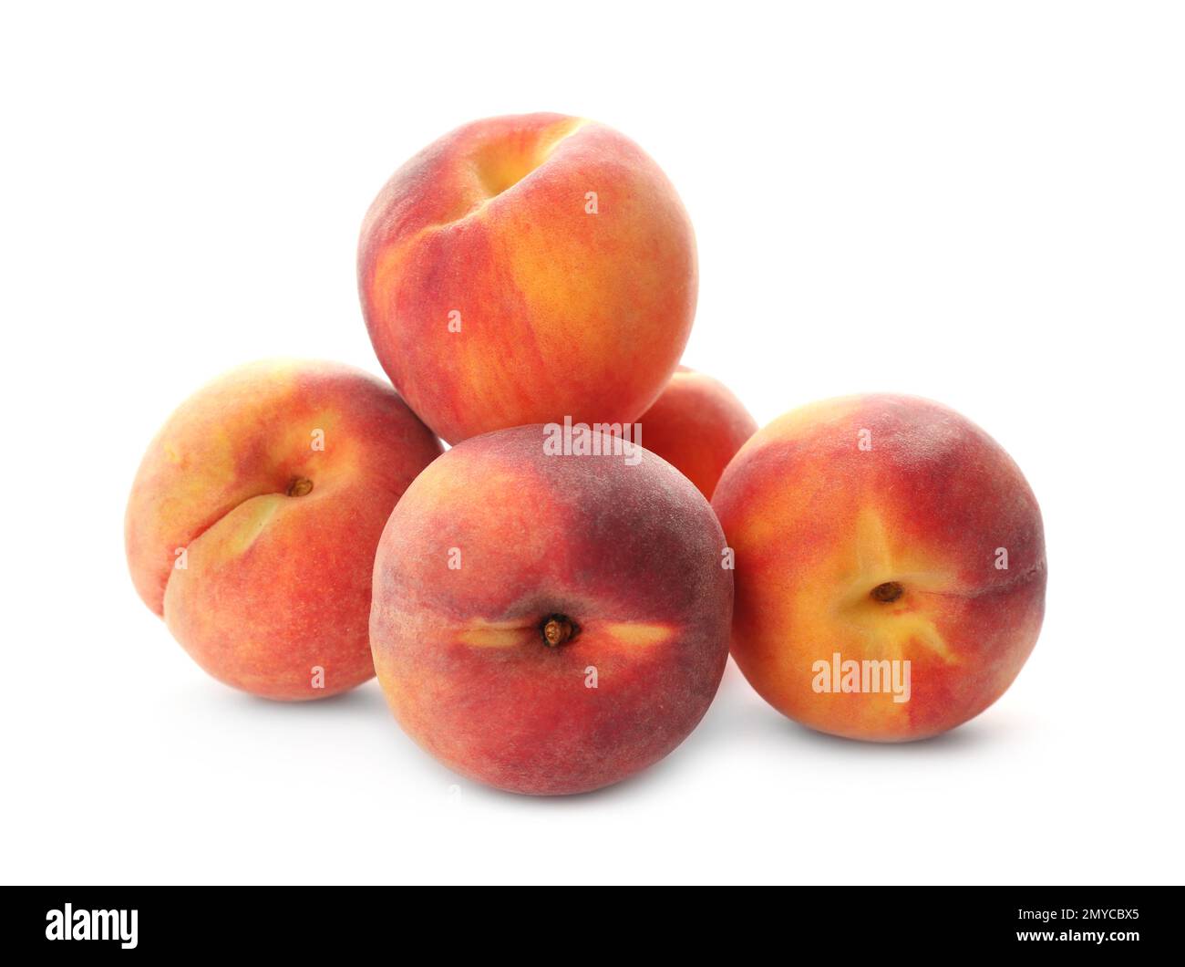Delicious ripe juicy peaches isolated on white Stock Photo - Alamy