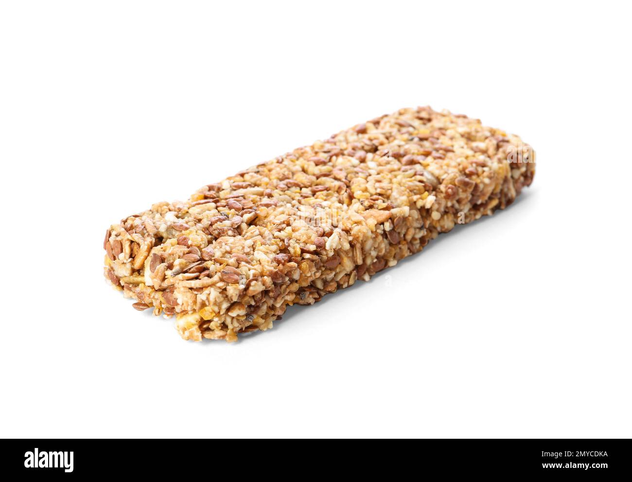 Crunchy granola bar on white background. Healthy snack Stock Photo Alamy