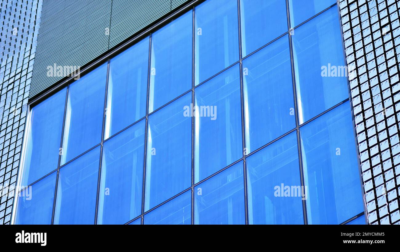 Abstract fragment of contemporary architecture, walls made of glass and