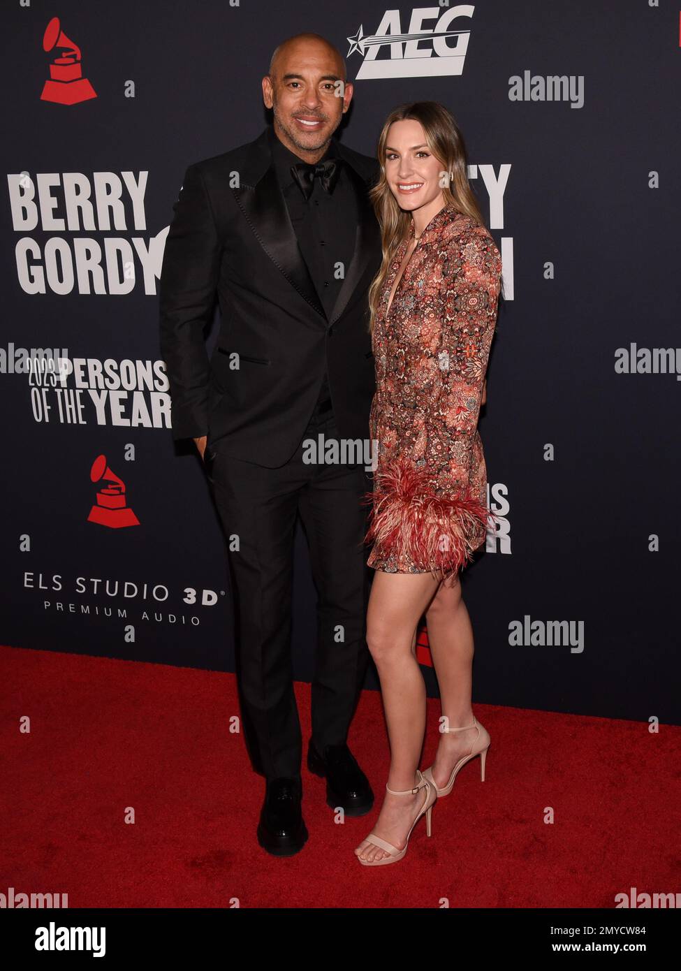 February 3, 2023, Los Angeles, California, United States: (L-R) CEO of the Recording Academy and MusiCares Harvey Mason jr. and Britt Mason attends the 2023 MusiCares Persons Of The Year Honoring Berry Gordy And Smokey Robinson. (Credit Image: © Billy Bennight/ZUMA Press Wire) EDITORIAL USAGE ONLY! Not for Commercial USAGE! Stock Photo