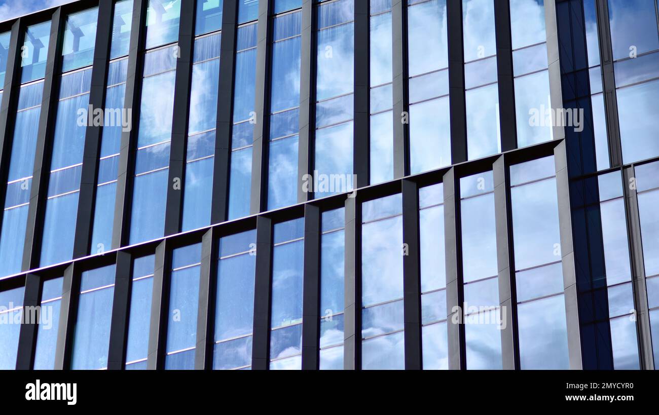 Abstract fragment of contemporary architecture, walls made of glass and