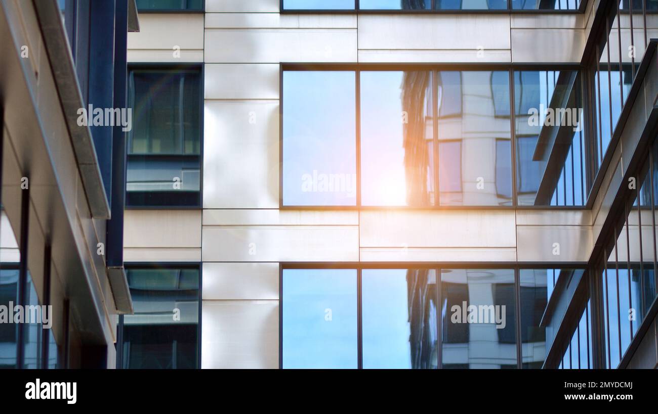 Abstract fragment of contemporary architecture, walls made of glass and