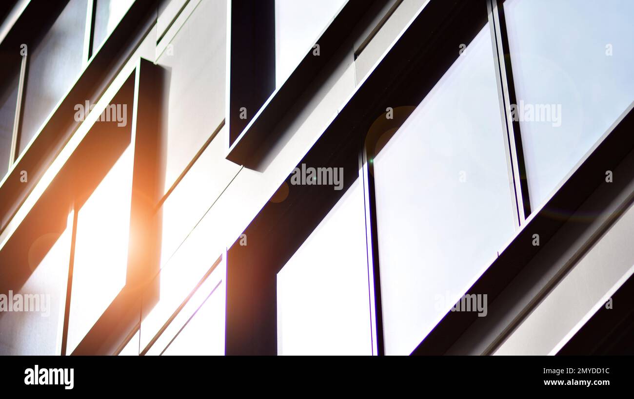 Abstract fragment of contemporary architecture, walls made of glass and