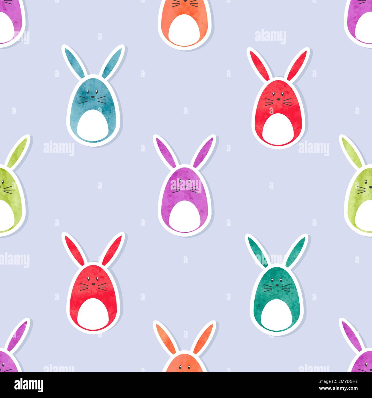 Easter pattern with cute bunnies. Vector colorful background with rabbits. Stock Vector