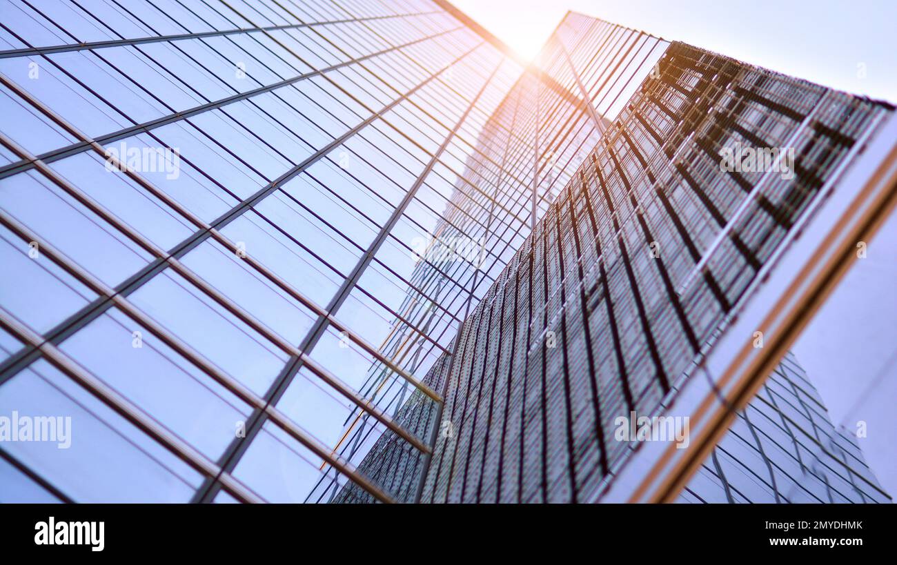 Abstract fragment of contemporary architecture, walls made of glass and