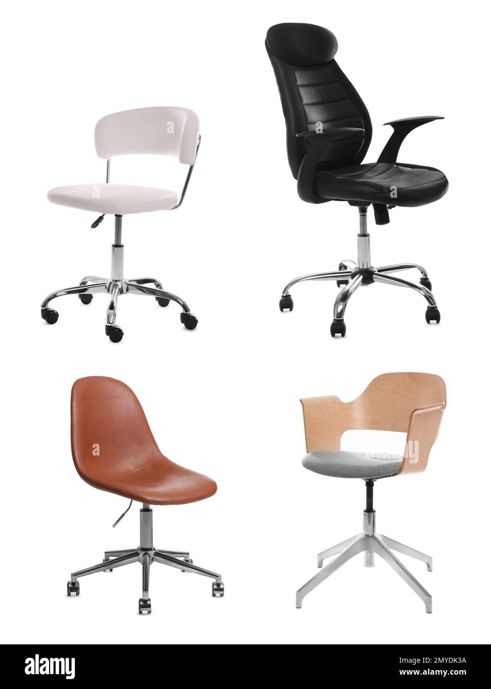 Set of different office chairs on white background Stock Photo Alamy